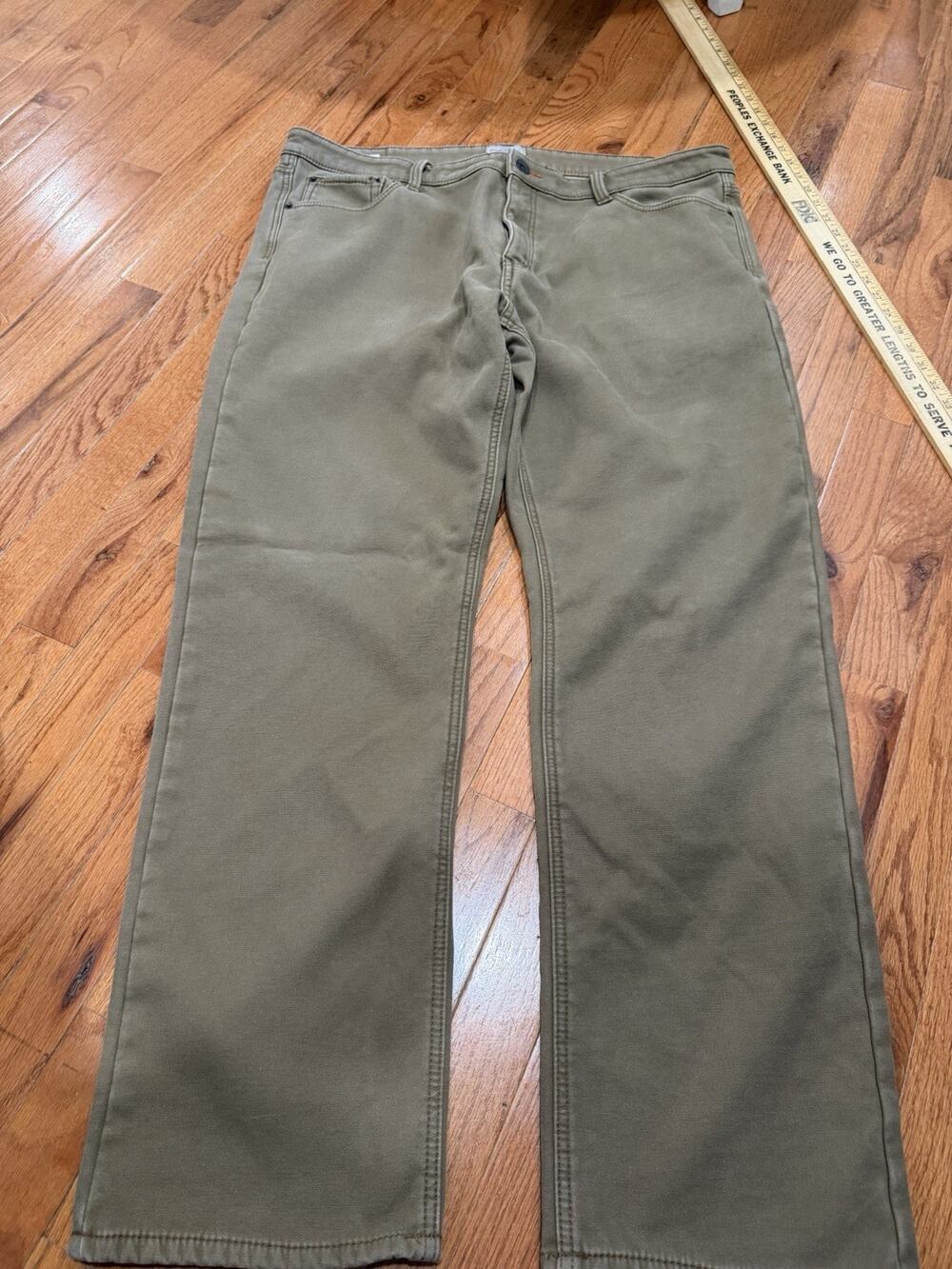 Weatherproof Vintage Mens Fleece Lined Stretch Canvas Pants Brown 40x32 EUC